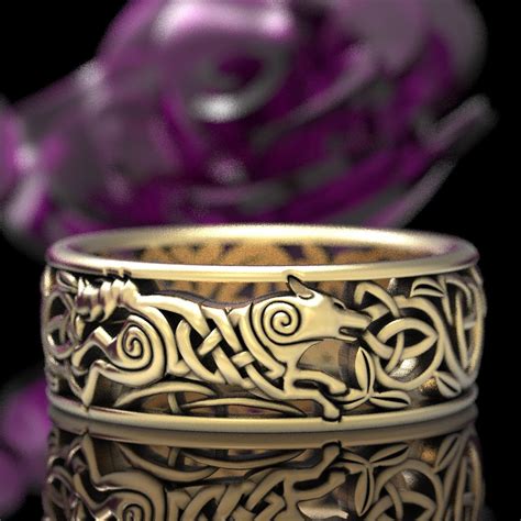 celtic wolf ring